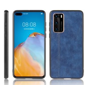 For Huawei P40 Shockproof Sewing Cow Pattern Skin PC + PU + TPU Case(Blue) (OEM)