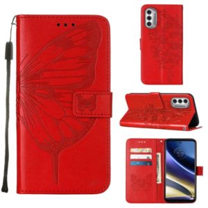 For Motorola Moto G52j 5G Embossed Butterfly Flip Leather Phone Case(Red) (OEM)
