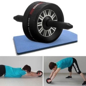 Household Fitness Equipment Abdominal Curl Roller Abdominal Muscle Wheel With Kneeling Pad, Colour: Two-wheel Black (OEM)