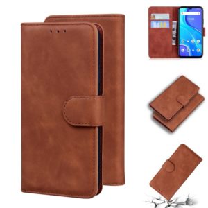 For UMIDIGI A7S Skin Feel Pure Color Flip Leather Phone Case(Brown) (OEM)