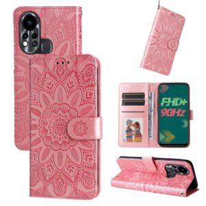For Infinix Hot 11s Embossed Sunflower Leather Phone Case(Pink) (OEM)