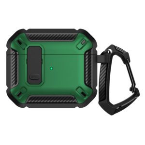 Shield Shockproof Earphone Protective Case with Hook For AirPods 3(Black Green) (OEM)