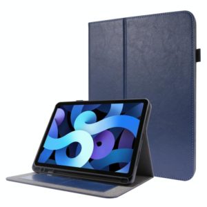 For iPad Pro 12.9 inch (2020) Crazy Horse Texture Horizontal Flip Leather Tablet Case with 2-folding Holder & Card Slot(Dark Blue) (OEM)