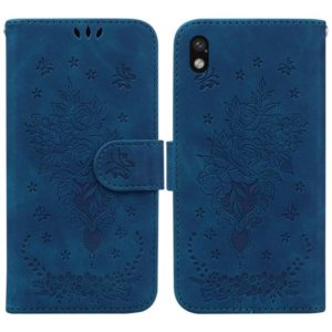 For Sony Xperia Ace III Butterfly Rose Embossed Leather Phone Case(Blue) (OEM)