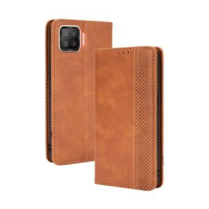 For OPPO F17 / A73 2020 Magnetic Buckle Retro Crazy Horse Texture Horizontal Flip Leather Case with Holder & Card Slots & Photo Frame(Brown) (OEM)