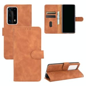 For Huawei P40 Pro+ Solid Color Skin Feel Magnetic Buckle Horizontal Flip Calf Texture PU Leather Case with Holder & Card Slots & Wallet(Brown) (OEM)