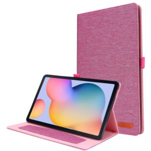 For Samsung Galaxy Tab S6 Lite Horizontal Flip TPU + Fabric PU Leather Protective Case with Name Card Clip(Rose Red) (OEM)