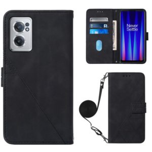 For OnePlus Nord CE 2 5G Crossbody 3D Embossed Flip Leather Phone Case(Black) (OEM)
