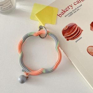 Flower-shaped Wave Phone Case Anti-lost Keychain Silicone Bracelet(Orange Gray Gradient) (OEM)