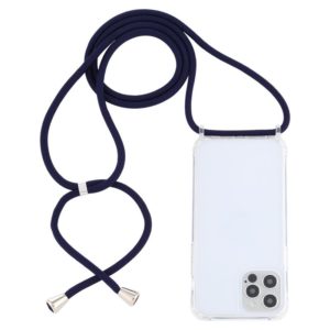 For iPhone 12 Pro Max Transparent Acrylic Airbag Shockproof Phone Protective Case with Lanyard(Navy Blue) (OEM)