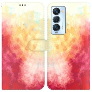 For Tecno Camon 18 Premier Watercolor Pattern Horizontal Flip Leather Phone Case(Spring Cherry) (OEM)