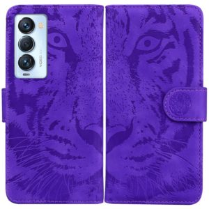 For Tecno Camon 18 Premier Tiger Embossing Pattern Horizontal Flip Leather Phone Case(Purple) (OEM)