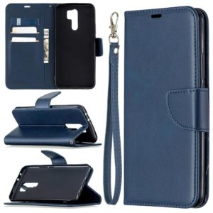 For Xiaomi Redmi 9 Retro Lambskin Texture Pure Color Horizontal Flip PU Leather Case with Holder & Card Slots & Wallet & Lanyard(Blue) (OEM)