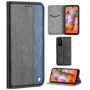 For Galaxy A11 Business Solid Color Stitching Multifunctional Horizontal Flip Leather Case with Bracket & Card Slots(Blue) (OEM)