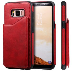 For Galaxy S8 Shockproof Calf Texture Protective Case with Holder & Card Slots & Frame(Red) (OEM)