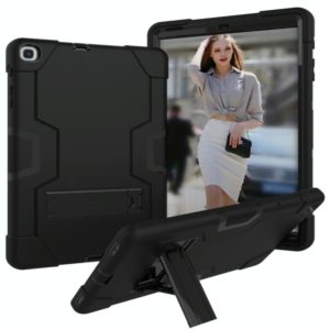 For Galaxy Tab A 10.1 (2019) T510 Contrast Color Silicone + PC Combination Case with Holder(Black) (OEM)