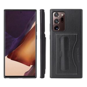 For Samsung Galaxy Note20 Ultra Fierre Shann Full Coverage Protective Leather Case with Holder & Card Slot(Black) (OEM)