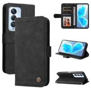 For Tecno Camon 18 Premier Skin Feel Life Tree Metal Button Leather Phone Case(Black) (OEM)