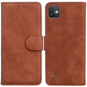 For Wiko Y82 Skin Feel Pure Color Flip Leather Phone Case(Brown) (OEM)