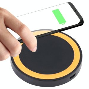 Universal QI Standard Round Wireless Charging Pad (Black + Orange) (OEM)