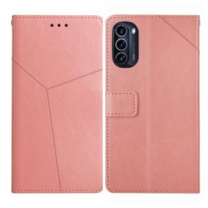 For Motorola Moto G52J 5G Y Stitching Horizontal Flip Leather Phone Case(Rose Gold) (OEM)
