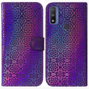 For Motorola Moto G Pure Colorful Magnetic Buckle Leather Phone Case(Purple) (OEM)