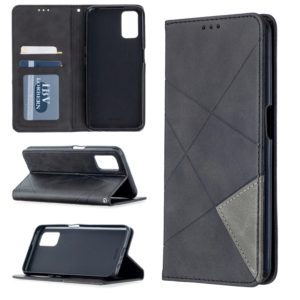 For Oppo A72 / A52 / A92 Rhombus Texture Horizontal Flip Magnetic Leather Case with Holder & Card Slots(Black) (OEM)