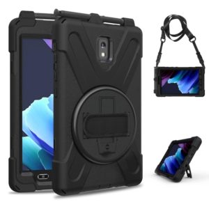 For Samsung Galaxy Tab active 3 T570 / T575 8.0 Shockproof Colorful Silicone + PC Protective Case with Holder & Shoulder Strap & Hand Strap(Black) (OEM)
