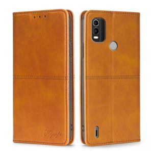 For Nokia C21 Plus Cow Texture Magnetic Horizontal Flip Leather Phone Case(Light Brown) (OEM)