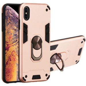For iPhone XS Max 2 in 1 Armour Series PC + TPU Protective Case with Ring Holder(Rose Gold) (OEM)