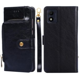 For alcatel 1B 2022 Zipper Bag Leather Phone Case(Black) (OEM)
