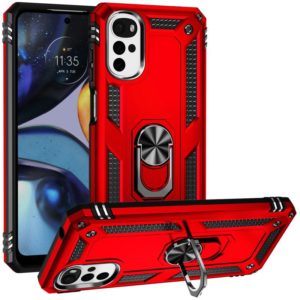 For Motorola Moto G22 Shockproof TPU + PC Holder Phone Case(Red) (OEM)