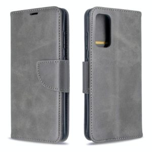 For Galaxy S20 Retro Lambskin Texture Pure Color Horizontal Flip PU Leather Case with Holder & Card Slots & Wallet & Lanyard(Grey) (OEM)
