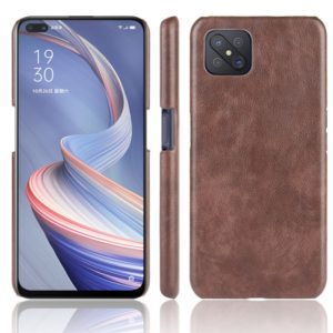 For OPPO A92s Shockproof Litchi Texture PC + PU Case(Brown) (OEM)
