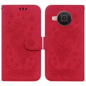 For Nokia X10 / X20 Butterfly Rose Embossed Leather Phone Case(Red) (OEM)