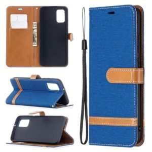 For Samsung Galaxy A02s (EU Version) Color Matching Denim Texture Horizontal Flip Leather Case with Holder & Card Slots & Wallet & Lanyard(Royal Blue) (OEM)