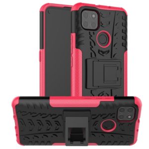 For Motorola Moto G9 Power Tire Texture Shockproof TPU+PC Protective Case with Holder(Pink) (OEM)