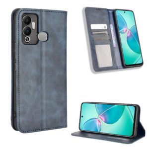 For Infinix Hot 12 Play Magnetic Buckle Retro Texture Leather Phone Case(Blue) (OEM)