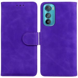 For Motorola Edge 30 Skin Feel Pure Color Flip Leather Phone Case(Purple) (OEM)