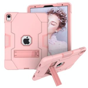 For iPad Pro 11 Contrast Color Silicone + PC Combination Case with Holder(Rose Gold) (OEM)
