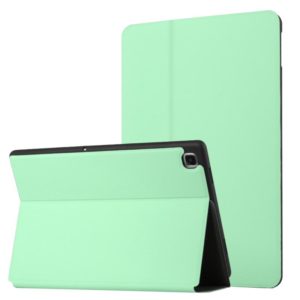 For Samsung Galaxy Tab A7 10.4 T500 Dual-Folding Horizontal Flip Tablet Leather Case with Holder & Sleep / Wake-up Function(Mint Green) (OEM)