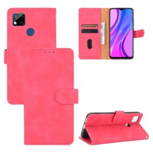 For Xiaomi Redmi 9C Solid Color Skin Feel Magnetic Buckle Horizontal Flip Calf Texture PU Leather Case with Holder & Card Slots & Wallet(Rose Red) (OEM)