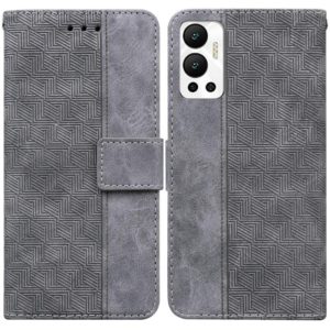 For Infinix Hot 12 Geometric Embossed Leather Phone Case(Grey) (OEM)