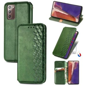 For Samsung Galaxy Note 20 Cubic Grid Pressed Horizontal Flip Magnetic PU Leather Case with Holder & Card Slots & Wallet(Green) (OEM)