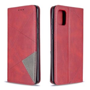 For Samsung Galaxy A31 Rhombus Texture Horizontal Flip Magnetic Leather Case with Holder & Card Slots & Wallet(Red) (OEM)
