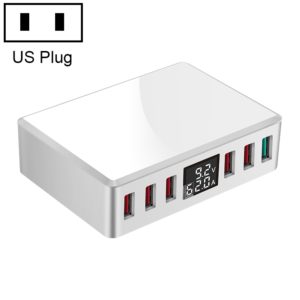 WLX-T9+ 40W 6 In 1 Multi-function Mini Smart Digital Display USB Charger(White) (OEM)