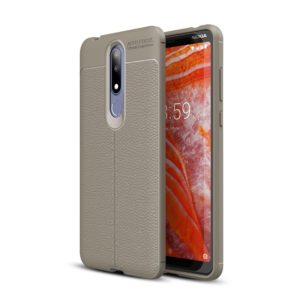 Litchi Texture TPU Shockproof Case for Nokia 3.1Plus / X3 (Grey) (OEM)