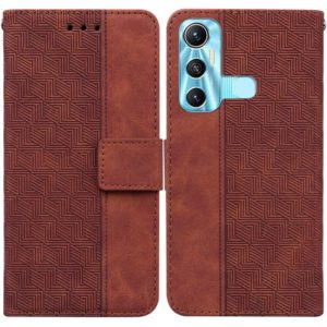 For Infinix Hot 11 X662 Geometric Embossed Leather Phone Case(Brown) (OEM)