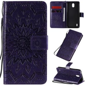 For Nokia 1.3 Embossed Sunflower Pattern Horizontal Flip PU Leather Case with Holder & Card Slots & Wallet & Lanyard(Purple) (OEM)