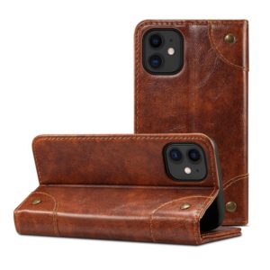 For iPhone 12 mini Baroque Simple Horizontal Flip Leather Case with Holder & Card Slots & Wallet (Light Brown) (OEM)